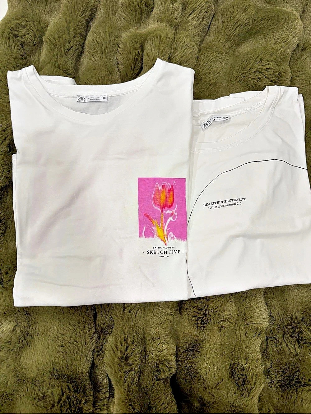 Zara Graphic Tees in White Size XL